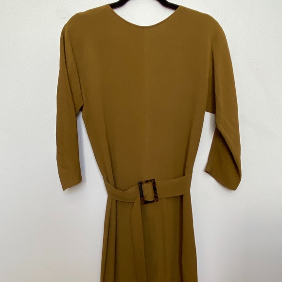 massimo dutti olive gold/green Long sleeve dress - Picture 2 of 5